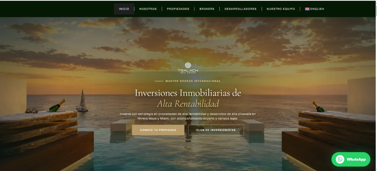 Home page of the Tsalach Real Estate website, real estate investments