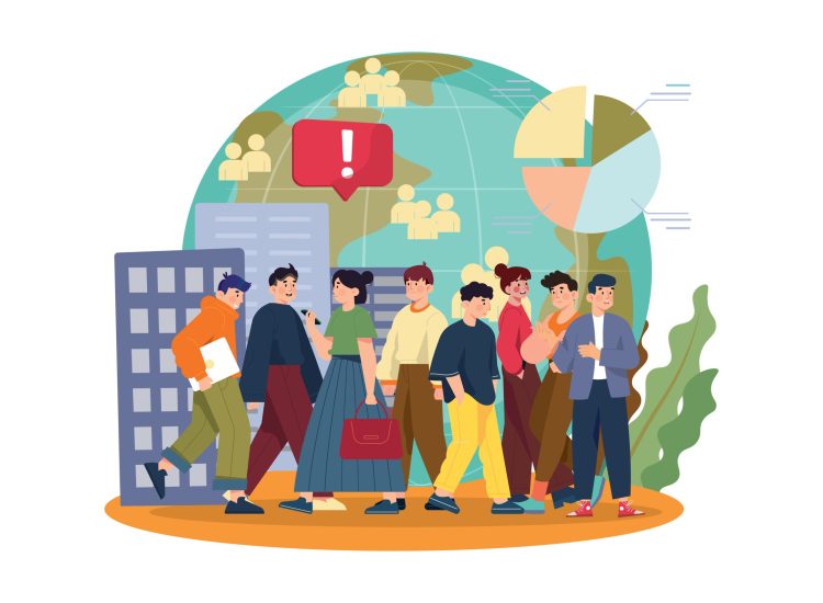 Overpopulation Illustration concept on white background